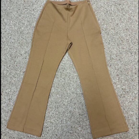 EVERLANE DREAM PANT KICK FLARE TOASTED COCONUT TAN CAMEL ANKLE PINTUCK SEAM PANT - Picture 16 of 16